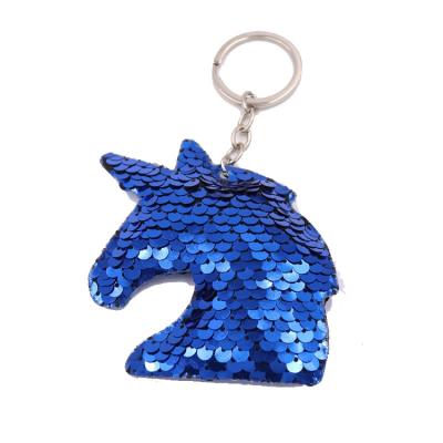 China Fashion Cute Unicorn Bagcharm Personalized Reversible Sequin Key Chain for sale