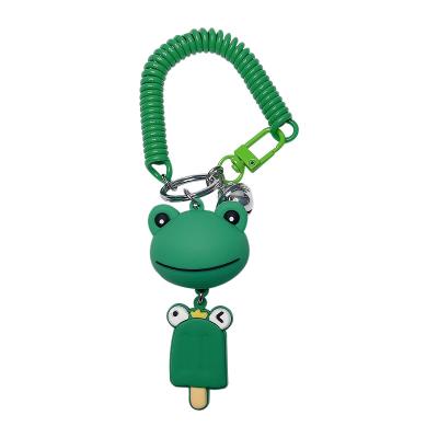 China 2021Cute Cartoon Dropper Elastic Rope Frog Dish Buckle Key Chain Doll Fashion Car Key Chain Bag Pendant for sale