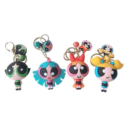 China Fashion 2021Cartoon Character Powerpuff Character Cute Girl Pendant Creative Car Pendant Keychains for sale