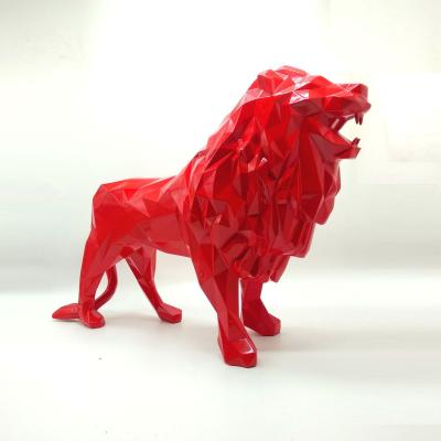 China 2021Handmade Best Quality Artificial Fiberglass Lion Golden Sliver Statue Resin Statues for sale