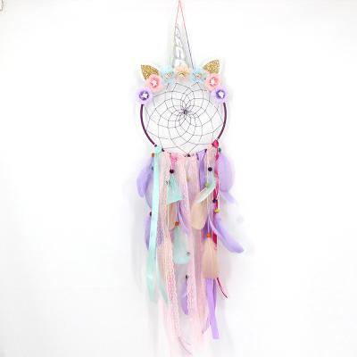 China Europe Wedding Decoration Tapestry Lace Wall Hanging Hot Selling Led Bedroom Wall Mounted Unicorn Dream Catcher Weaving Handmade Large for sale