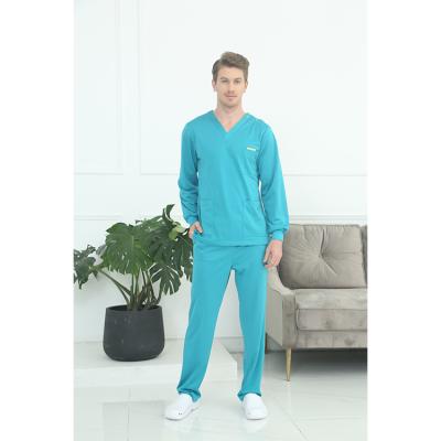 China Patient Scrub Suit Gowns Polyester OEM Support Aftermarket Hospital Medical Nurse Uniform Breathable Colorful V-Neck Unisex Uniform for sale