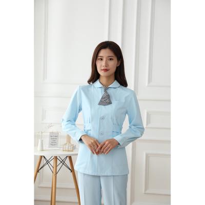 China 95%Polyester 5%Conductive Pink Light Blue Pink Fiber Clothing Anti-static Medical Women's Nurse Hospital Uniform Scrub Suit Breathable for sale