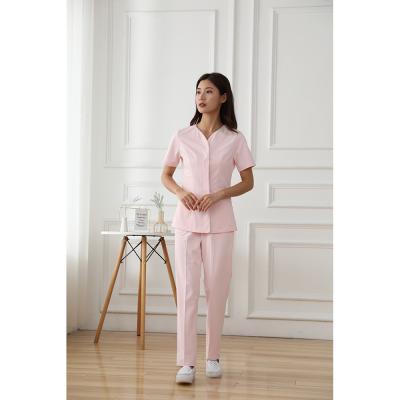 China Breathable 100% Pink Medical Cotton Twill Scrub Fashionable Medical Suit Nurse Scrub Hospital Medical Staff Uniform for sale