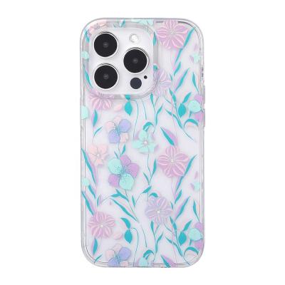 China Crystal Bling Stone Embedded Premium IMD Shockproof Floral Phone Case for sale