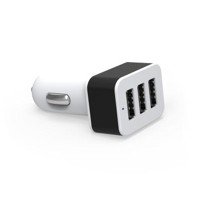 China DC938 Mobile Phone Triple Car Charger CE RoHs FCC 4.8A With Aluminum Metal Ring For Mobile Phone for sale