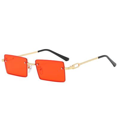 China 2021 Fashion Sunglasses Hot Selling Rimless Rectangular Square View Shades Women Vintage Sun Glasses Yellow Men's Retro Unisex Sunglasses for sale