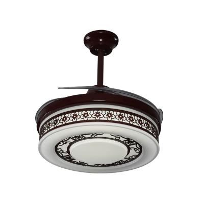 China Hot Sale Remote Control Fixtures CE Orient 42 Inch Retractable Chandelier Ceiling Lamp With Electric Fan for sale