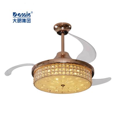 China Hotel Hot Sale 42 Inch Retractable Blades Blade Light Indoor Luxury Remote Control Decorative Invisible Ceiling Fan for sale