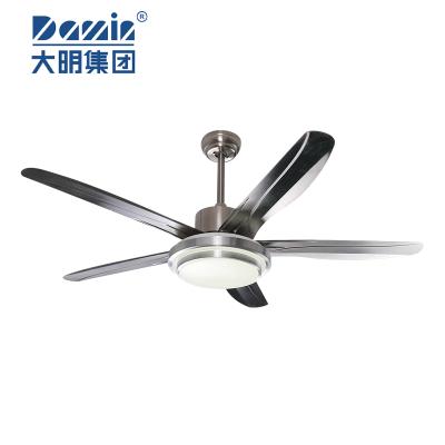 China Home appliance remote control modern design 56 inch retractable ceiling fan five 48 stainless steel blades or with light and remote handset for sale