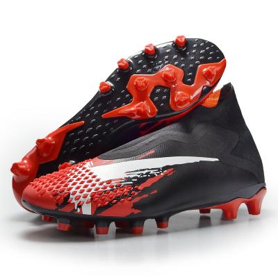 China Durable Red Predator Technology PU Professional Training Football High Top Boots FG for sale