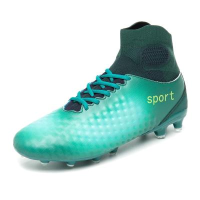 China 2019 new fashion PVC high ankle soccer shoes football training cletas youth soccer boots wholesale for sale