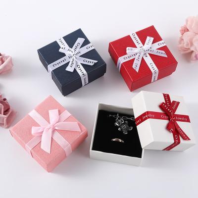 China Lovely Recyclable Bow Necklace Jewelry Birthday Gift Box Envelope Packaging Box With Alphabet Heaven And Earth Cover Box for sale