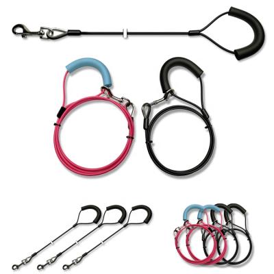 China Custom Heavy Duty Colored Dog Runner Link Leash Cable With Zinc Swivel Hook for sale