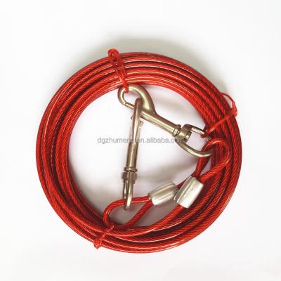 China Custom Plastic PVC Coated Galvanized Steel Wire Tie Out Cable For Dog Up To 90lbs for sale