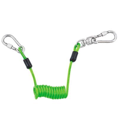 China Fishing Retractable Tool Lanyard With Rotary Aluminum Hook Lanyard Spring Safety Steel Wire Rope Tool for sale