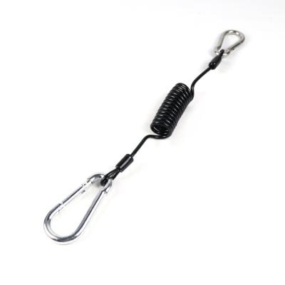 China Fishing Steel Wire Reel Tool Lanyard Tether For Security Retractable Cable Crown Steel Lanyard with Safety Buckles for sale