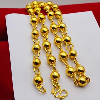 China CLASSIC 5mm 8mm Solid 18k Gold Plated Round Beads Antifading Dubai Gold Chain Rosary Jewelry Sets Necklace for sale