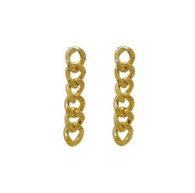 China TRENDY Fashion Long Chain Shape Cuban Women Cut On 18k Gold Plated Hypoallergenic Earring Jewelry for sale