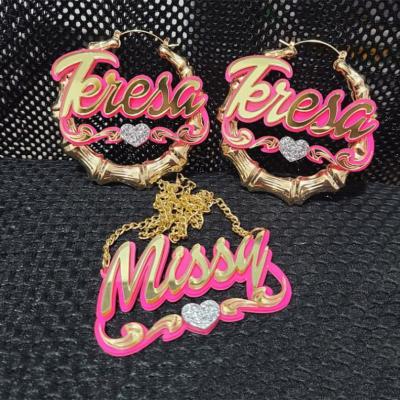 China Hot Selling Letter Earrings HOT Custom Name Earrings Fashion INS Hip Hop Bamboo Earrings for sale