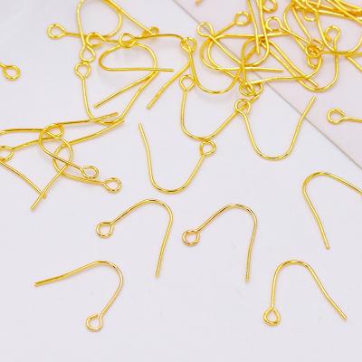 China Copper 18k Copper Plated Real Gold Real Gold Findings Components Ear Hook Jewelry Earring Diy Brass Making Jewelry Accessories for sale