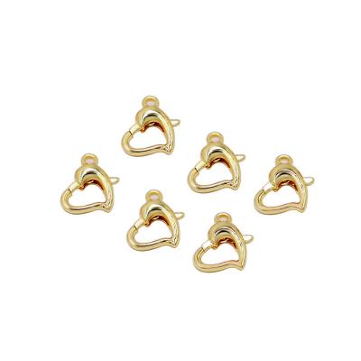 China 12mm 18k 14k accessories findings connectors diy component lobster heart copper brass jewelry clasp for sale