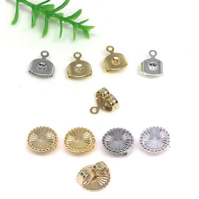 China 100pcs/bag 18k 14k copper real gold plated earring filled backs plug jewelry findings diy 18k non allergic brass accessories for sale