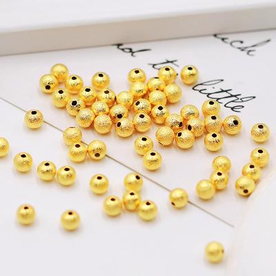 China 3mm/4mm/6mm/8mm 18k 14k real copper gold plated filled frosted clay beads for jewelry making diy for sale