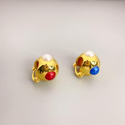 China CLASSIC Aretes real oro 18k gold plated bridal colorful girls cut statement earrings design jewelry hot sale 2022 new for sale