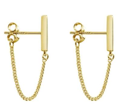 China Hypoallergenic Minimalist Punk Chain Earrings For Women Sensitive Ears Gold Stud Earrings for sale