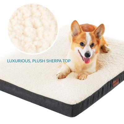 China Comfortable Portable Indestructible Travel Gray L XL Raised Dog Pet Mat Bed With Private Label for sale