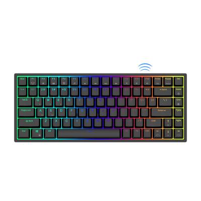 China Anti-ghosting Royal Kludge RK84 hotswappable 84 key 80% teclado gamer led aluminum mechanical rgb wireless gamig keyboard backlit for sale