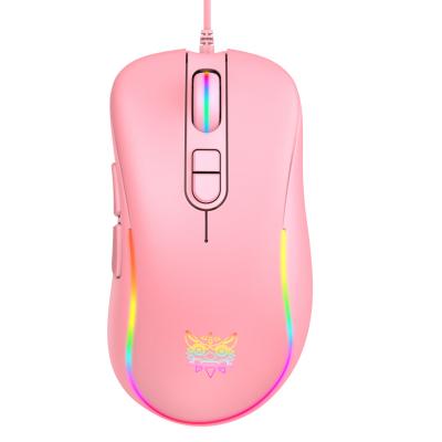 China High DPI Onikuma CW907 2022 New RGB Cool Glowing Cool 7D LED Backlit Programmable Gamer Wired Gaming Mice Gamer Pink Mice for sale