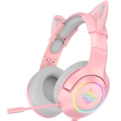 China Perfect Sound Onikuma K9 Girls Microphone Computer 3d Gaming Earphones Gamer 7.1 Cat Ear Stereo Headset Wired Gaming Headphones From Shenzhen for sale