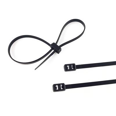 China Acid Resistant 200 Mm Black White Color Nylon Double Loop Head Cable Ties for sale