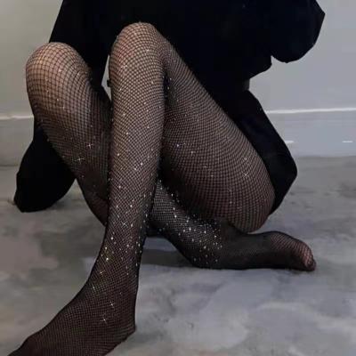 China Customized Solid Shiny Pantyhose Breathable Winter Women's Rhinestone Pantyhose Logo Stockings Wholesale Designed Tights Transparent for sale