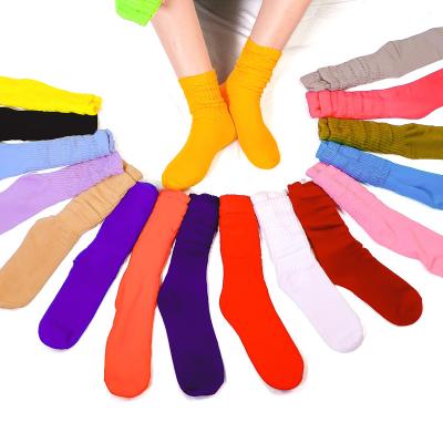 China Fashion Seller Custom Solid Color Thick Slouch Socks Wholesale QUICK DRY Heavy Cotton Long Slouch Socks For Women for sale