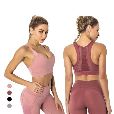 China Mesh Sports Bra Sexy Running 2022 Breathable Sports Workout Women Custom Compression Push Up Yoga Bra for sale