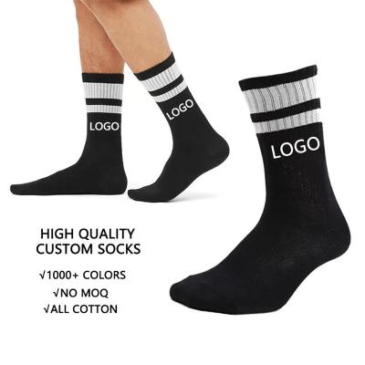 China QUICK DRY no minimum clean order design jacquard Logo Cotton Mens Crew Socks fashion embroidery custom made for sale