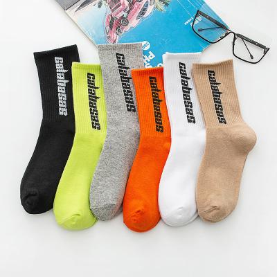 China QUICK DRY UNISEX Single Letter Cotton Mens Calabasas Skateboard Socks Streetwear Kanye West Ins Crew Socks Hip Hop Long for sale