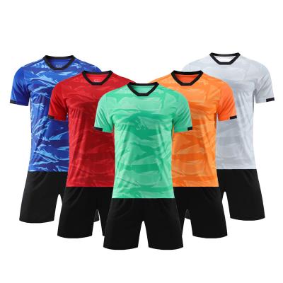 China Sets wholesale cheap black orange soccer jersey thai quality customized simple sublimated football soccer kit kid uniform for sale