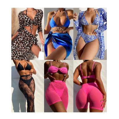 China Cheap Fashion Anti-UV Three Piece Wear Set Beach Cover Up Bikini 2022 Sexy Dress Swimwear 3 Pieces for sale