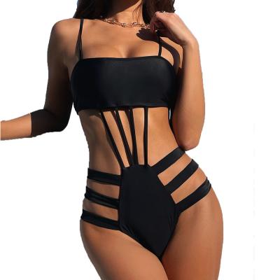 China 2021 Women's Black Fashion Show Anti-UV Women's One-piece Swimsuit Sexy Swimming Cut Bikini for sale