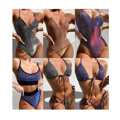 China Wholesale Luxury Women's Sexy Rhinestone Bikini Girl's Swimsuit 2021 Rhinestone One-piece Shiny Breathable Swimwear for sale