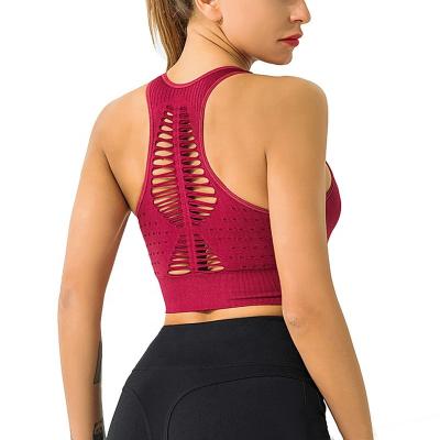 China Antibacterial Women Workout T-shirt Gym Sport Clothes Fitness Yoga Mesh Tank Top for sale