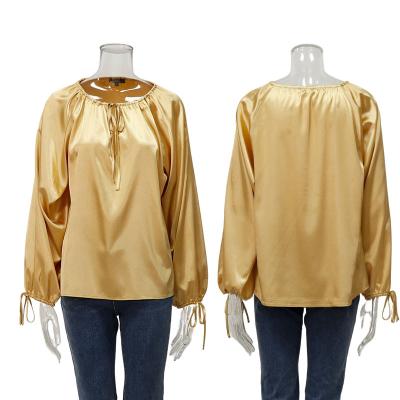 China OEM anti-pilling casual bow collar shirt blouse sheaths long ladies chiffon blouses and tops for women for sale