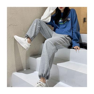 China Anti-wrinkle quality winter casual track loose pants womens high waist sports long free size wide 100% cotton plus velvet ladies pants for sale