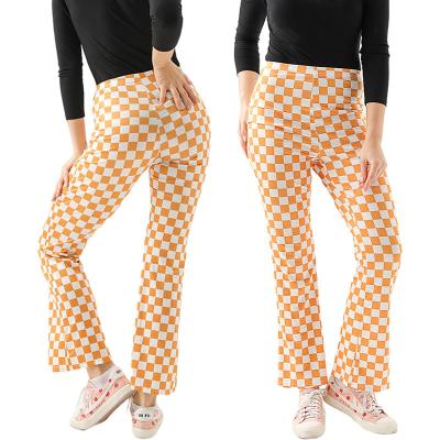 China Anti-wrinkle Dropshipping 2021 Fashion Women Clothing Double Print Crazy Checked Pants for sale