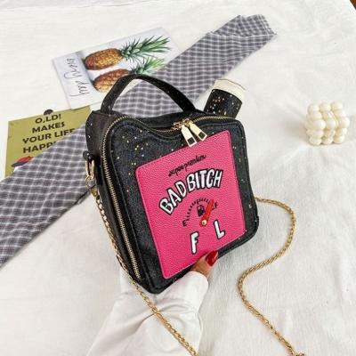 China High Quality Bad Letters Female Feul Gas Tank Bottle Cross - Fashion Chain Bags 2021 Hot Sale Unique Shoulder Body Handbags Women Embroidery for sale