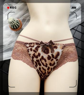 China Breathable Women's Leopard-print Lace Lace Panties with Thin Straps, Japanese Women's Low-waist Women's Briefs for sale